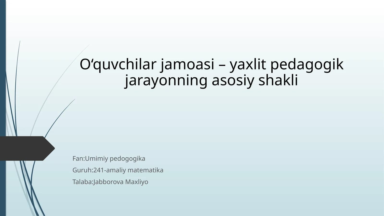 O‘quvchilar jamoasi – yaxlit pedagogik jarayonning asosiy shakli