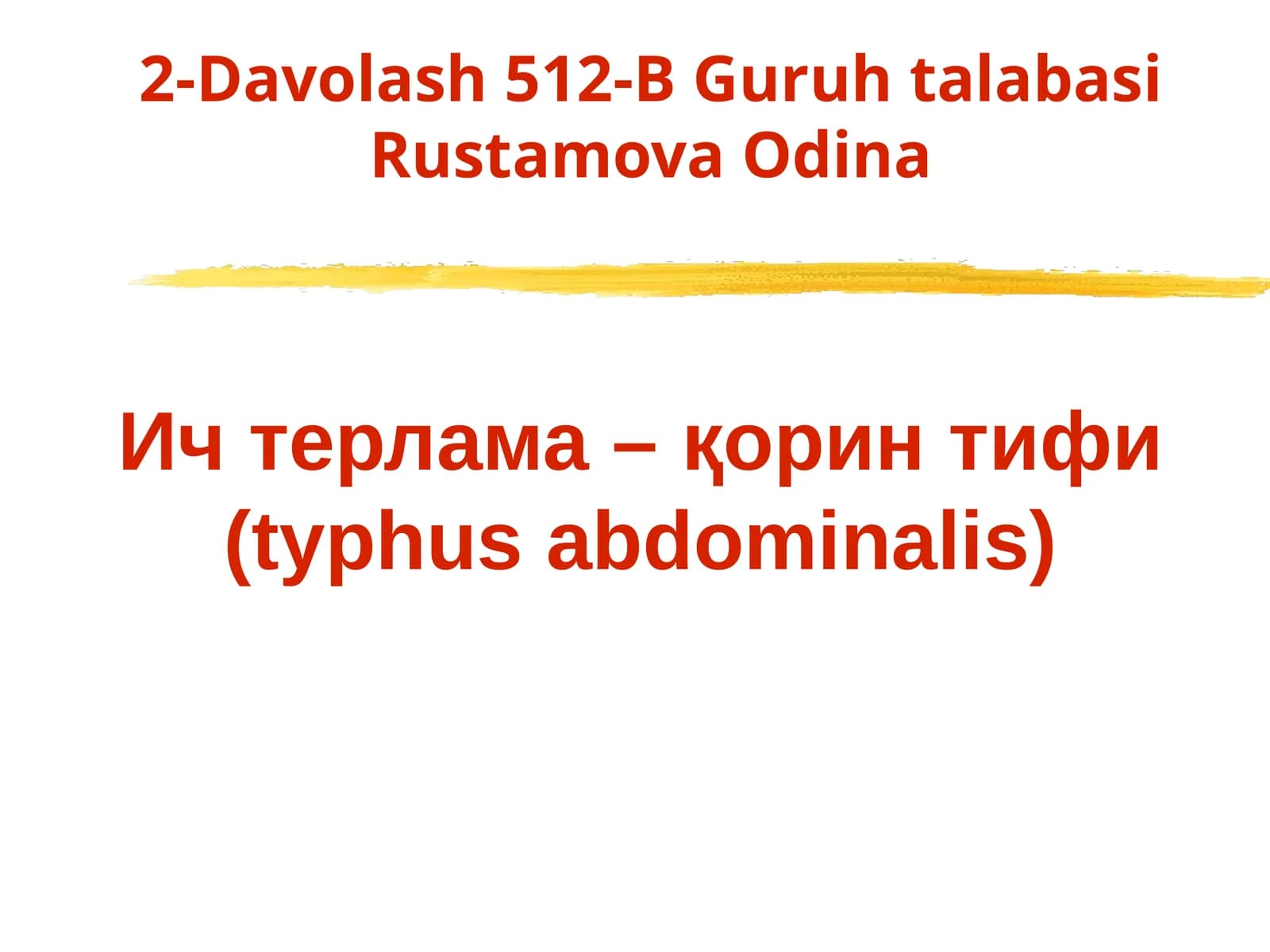Ич терлама –қорин тифи (typhus abdominalis)
