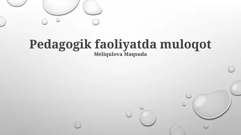 Pedagogik faoliyatda muloqot