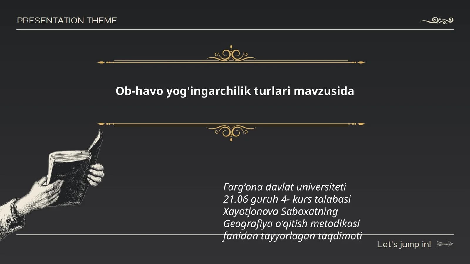 Ob-havo yog'ingarchilik turlari mavzusida