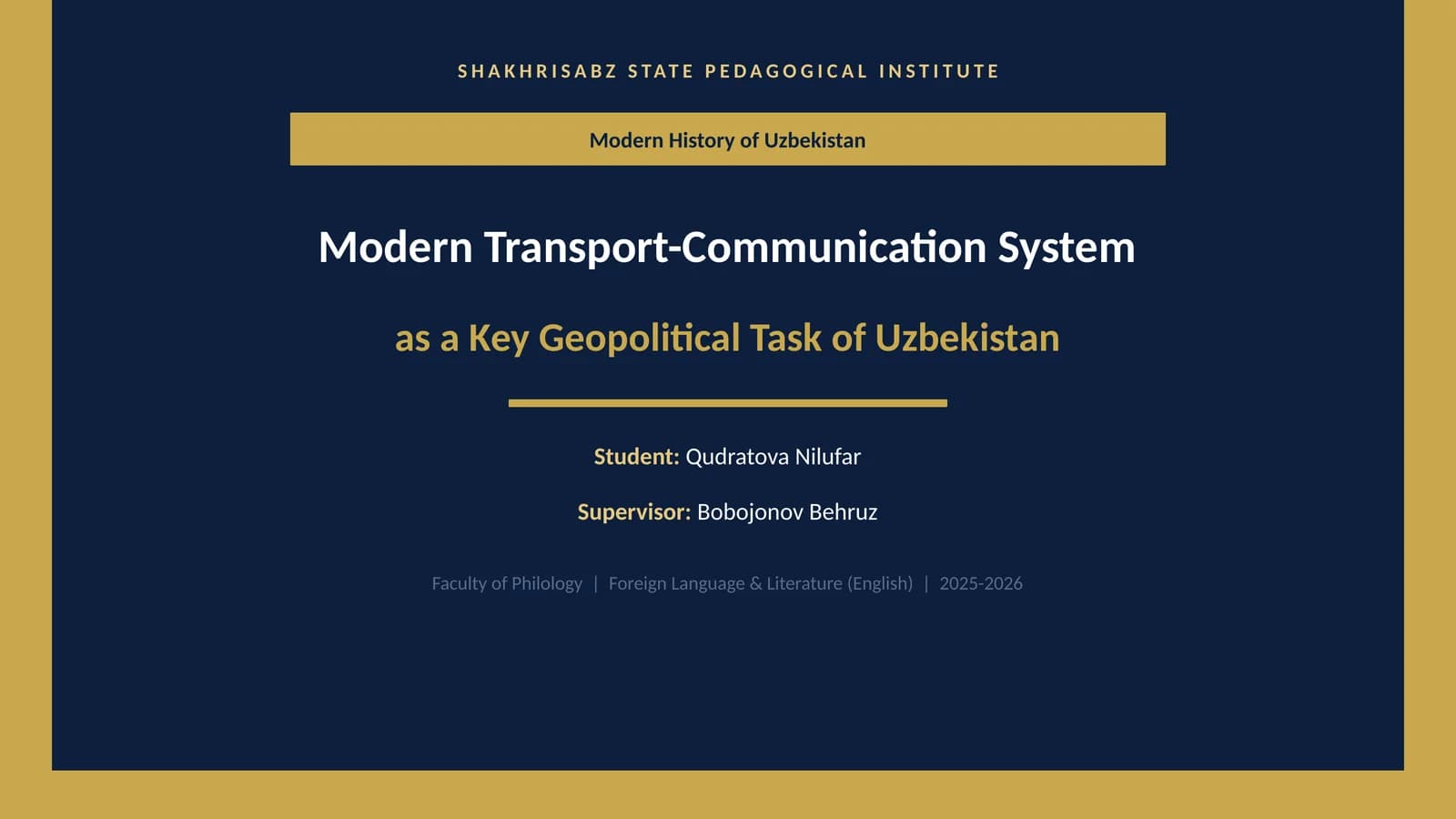 Modern History of Uzbekistan