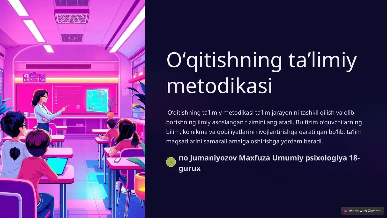 Oʻqitishning taʼlimiy metodikasi