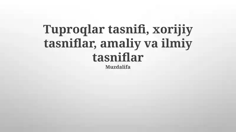 Tuproqlar tasnifi