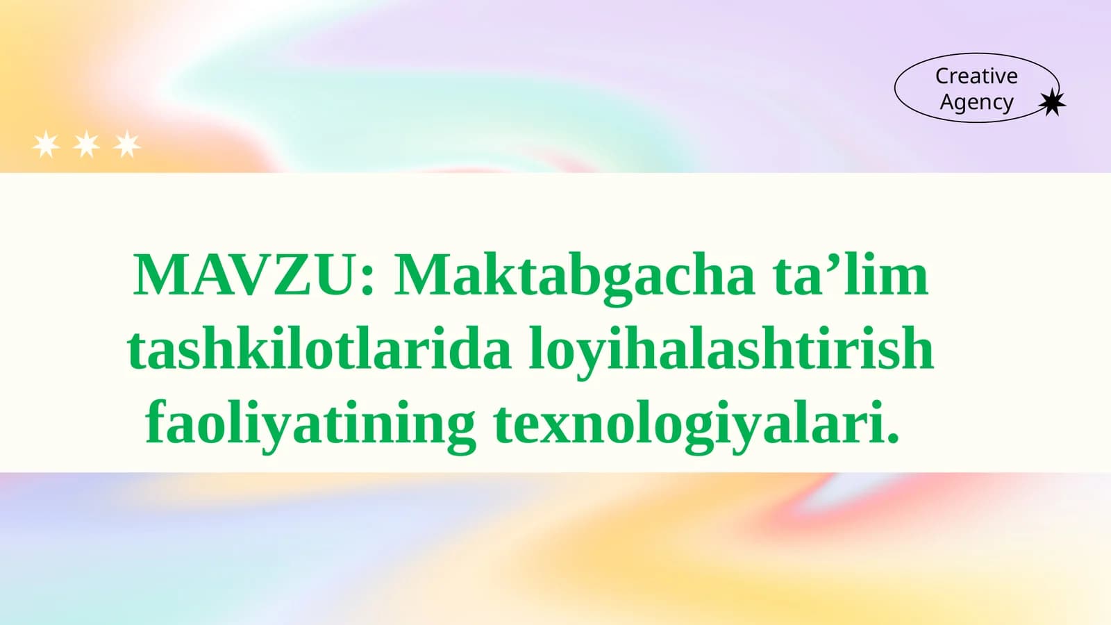 Maktabgacha ta’lim tashkilotlarida loyihalashtirish faoliyatining texnologiyalari