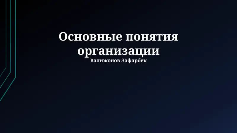 Основные понятия организации