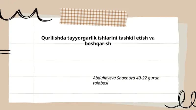 Tayyorgarlik ishlari