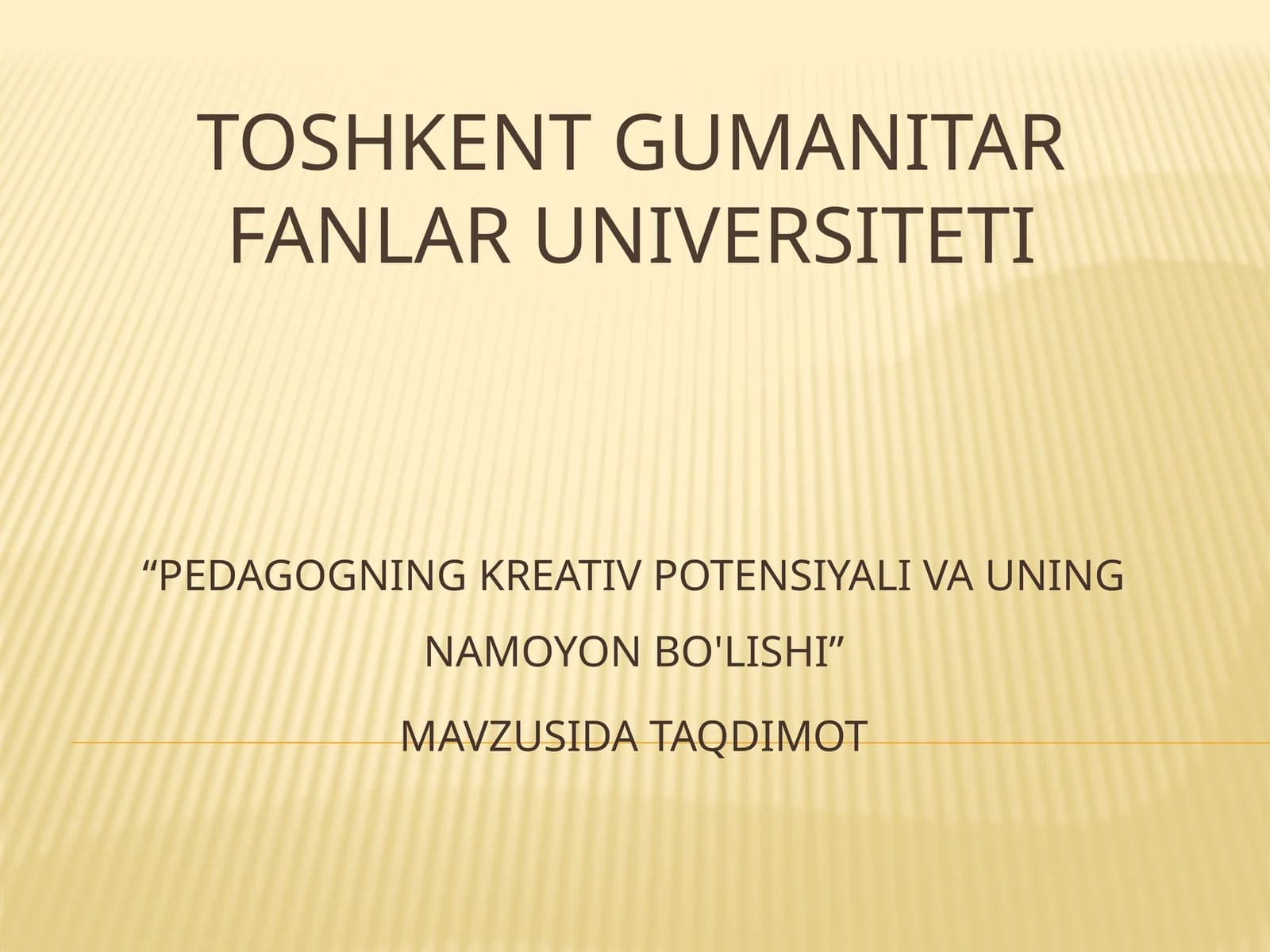 Pedagogning Kreativ Potensiali va Uning Namoyon Bo'lishi