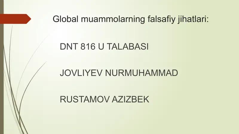 Globalmuammolarning falsafiy jihatlari