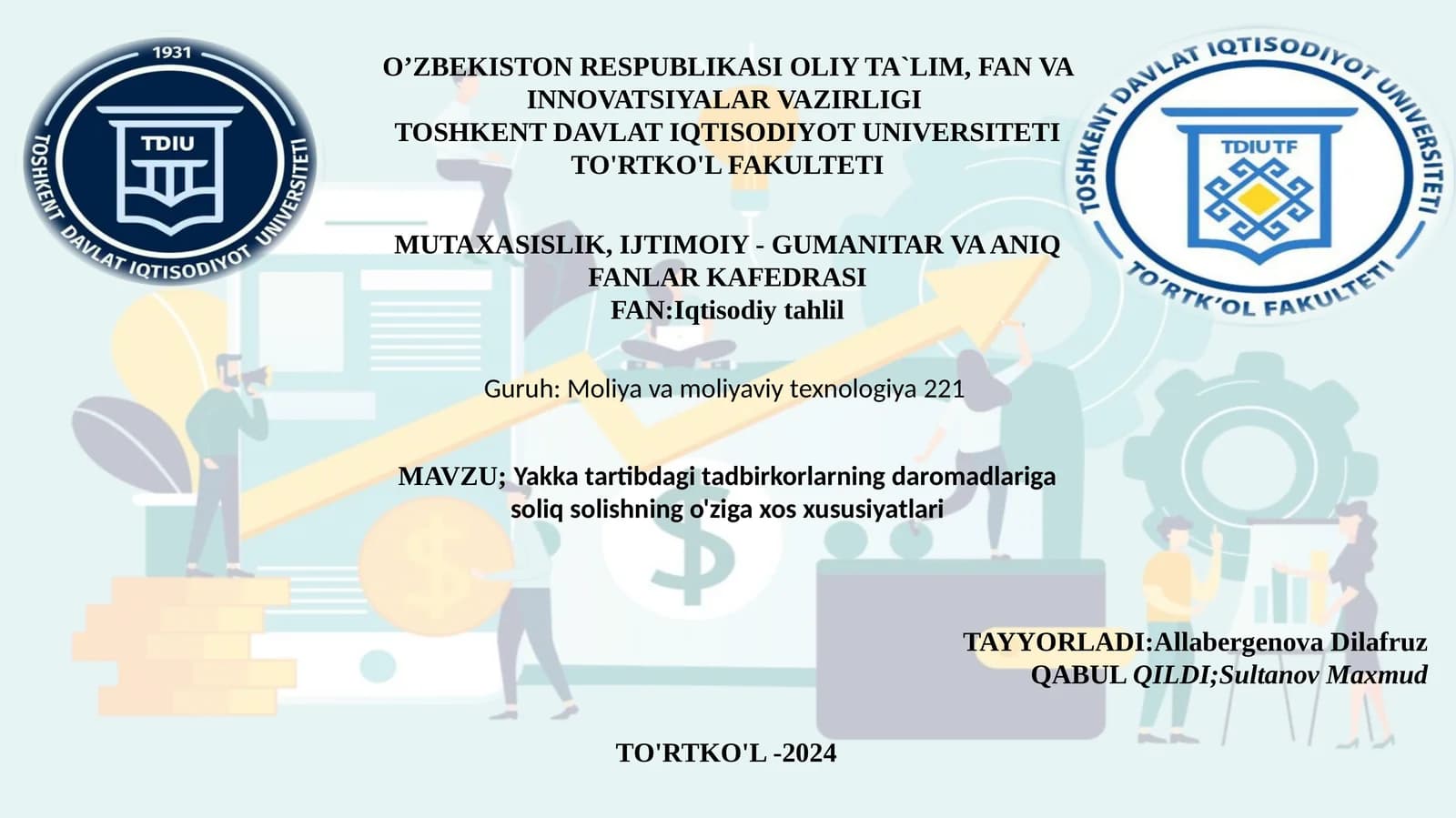 Yakka tartibdagi tadbirkorlarning daromadlariga soliq solishning o'ziga xos xususiyatlari