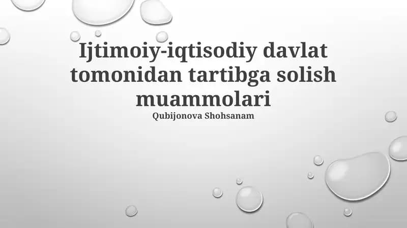 Ijtimoiy-iqtisodiy davlat tomonidan tartibga solish muammolari