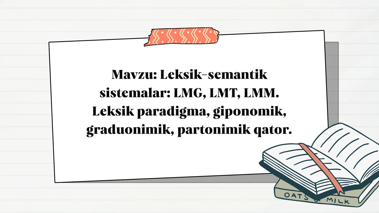 Leksik-semantik sistemalar LMG, LMT, LMM. Leksik paradigma, giponomik, graduonimik, partonimik qator.