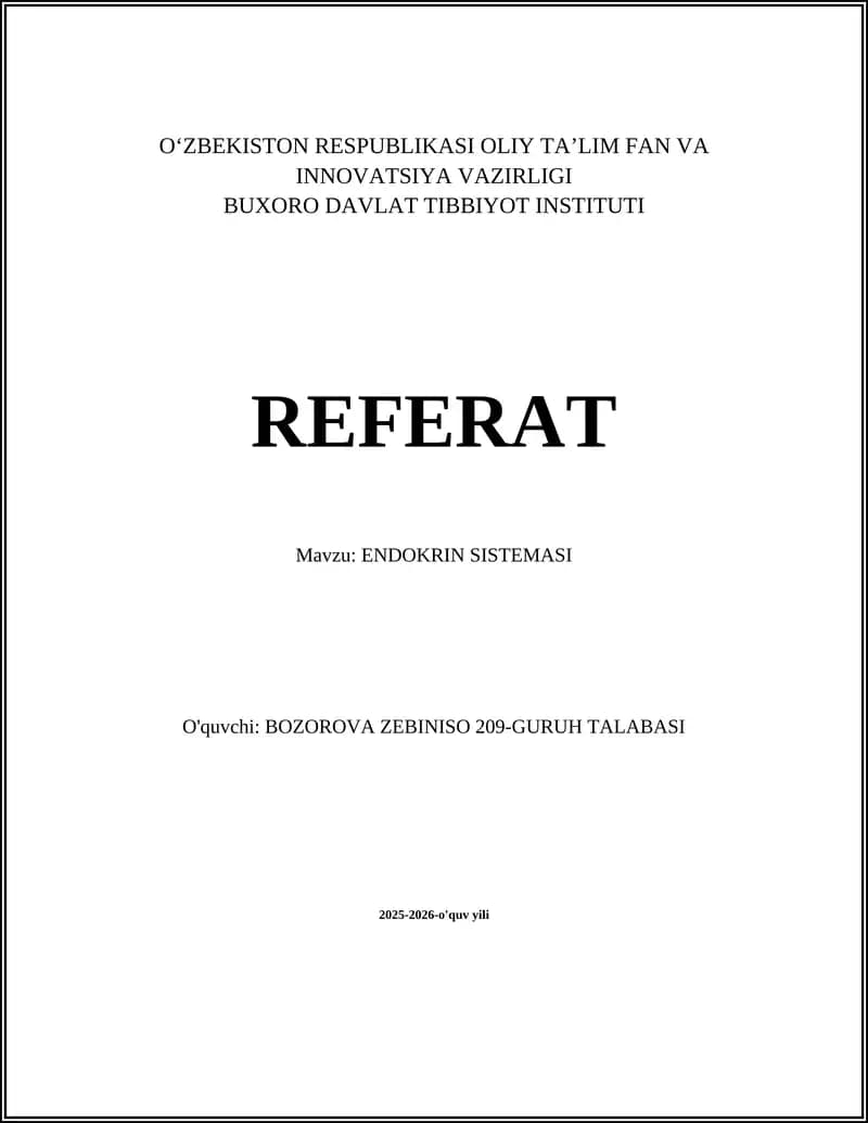 Gipofiz bezining tuzilishi va vazifalari