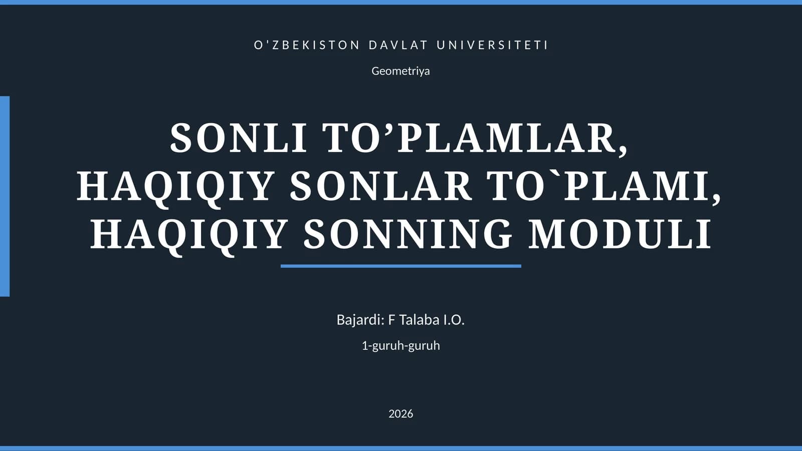 SONLI TO’PLAMLAR, HAQIQIY SONLAR TO`PLAMI, HAQIQIY SONNING MODULI