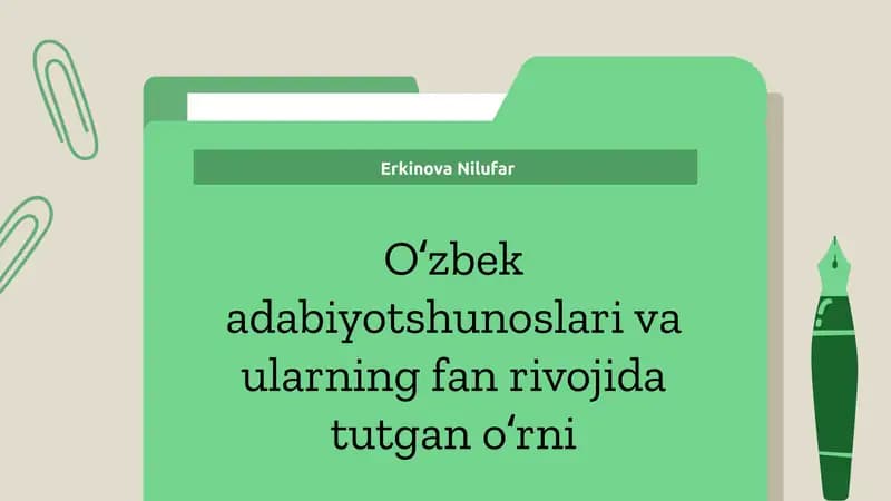 Oʻzbek adabiyotshunoslari va ularning fan rivojida tutgan oʻrni
