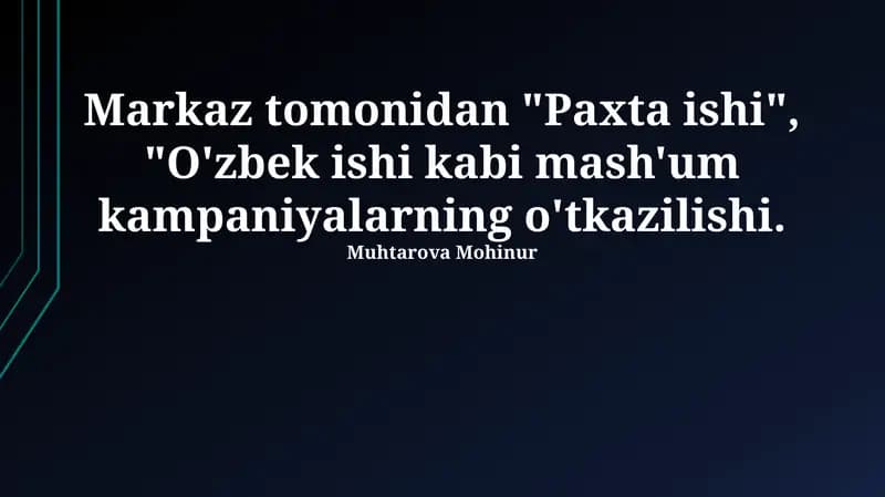 Paxta ishi va O'zbek ishi