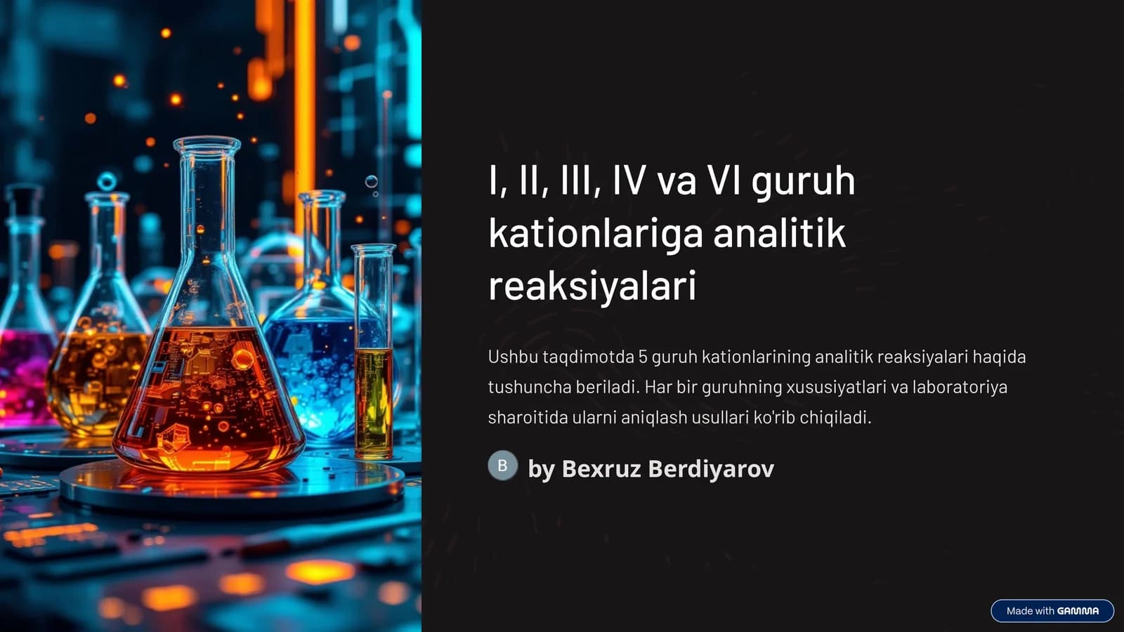 I, II, III, IV va VI guruh kationlariga analitik reaksiyalari