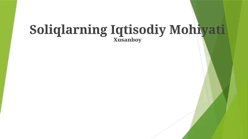 Soliqlarning Iqtisodiy Mohiyati