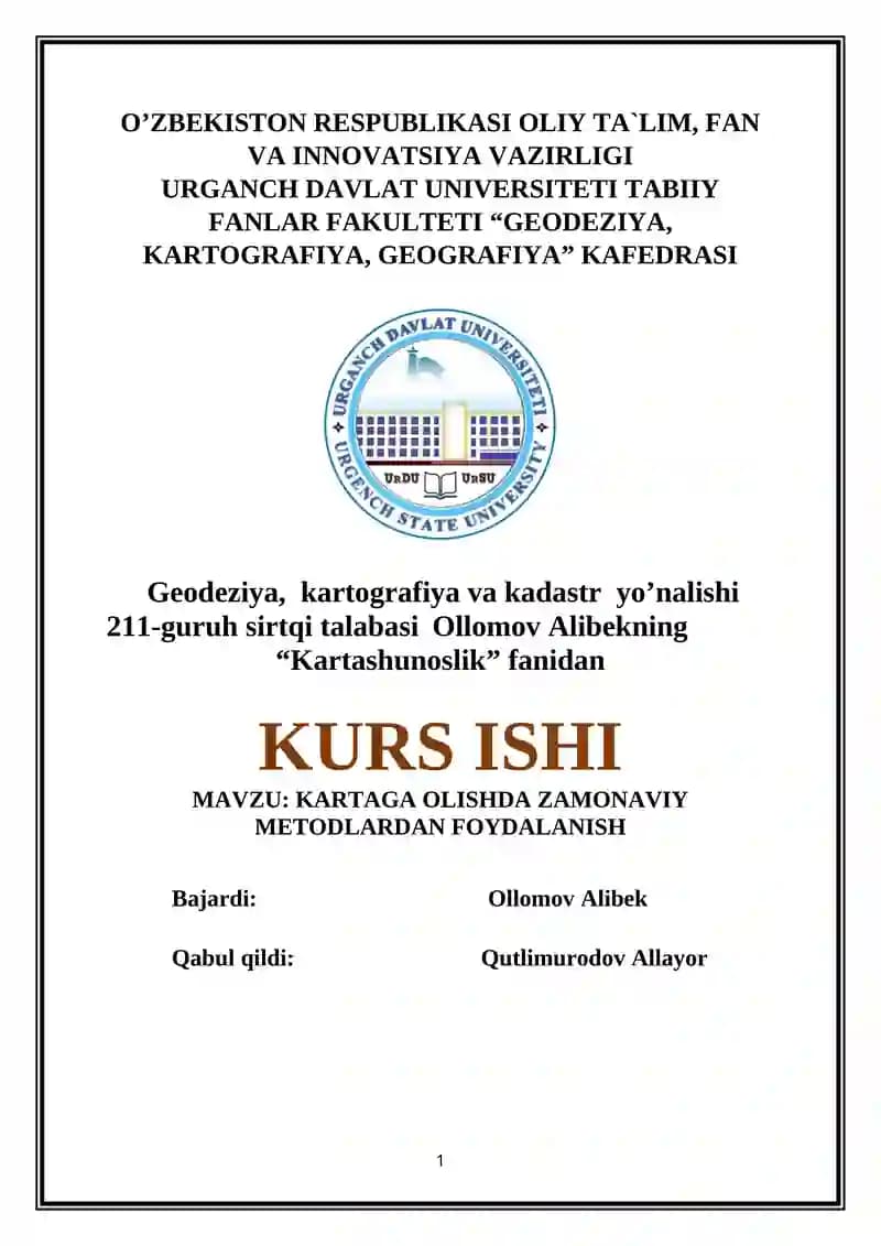 KARTAGA OLISHDA ZAMONAVIY METODLARDAN FOYDALANISH