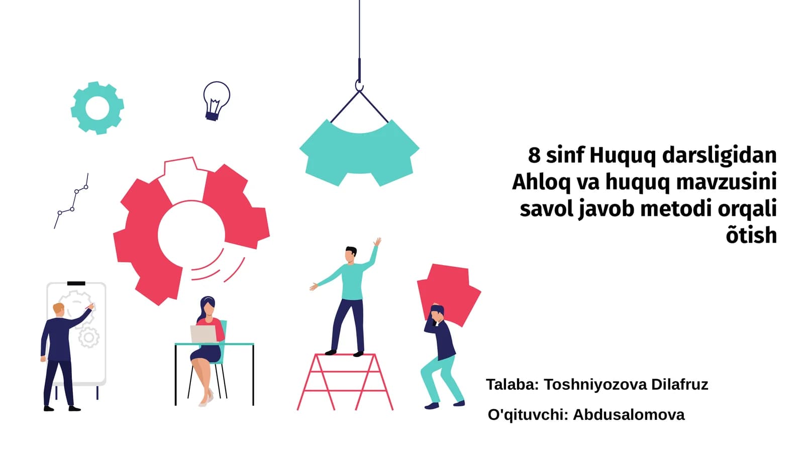 8 sinf Huquq darsligidan Ahloq va huquq mavzusini savol javob metodi orqali õtish