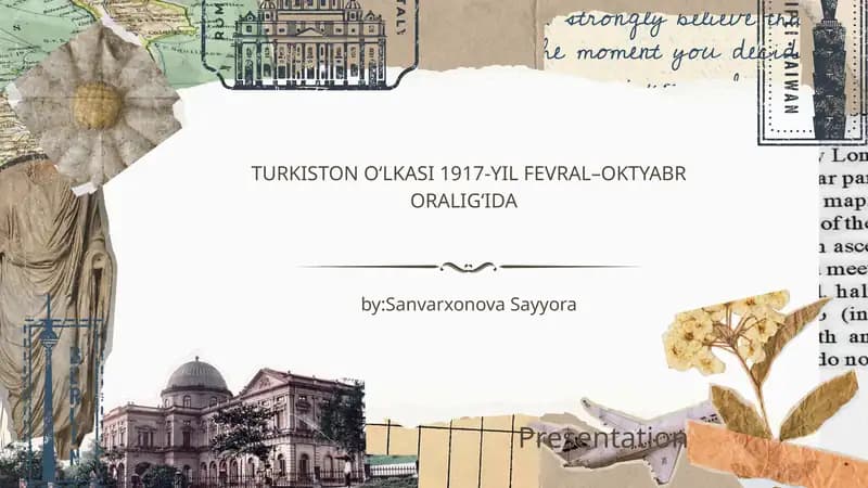 TURKISTON O‘LKASI 1917-YIL FEVRAL–OKTYABR ORALIG‘IDA