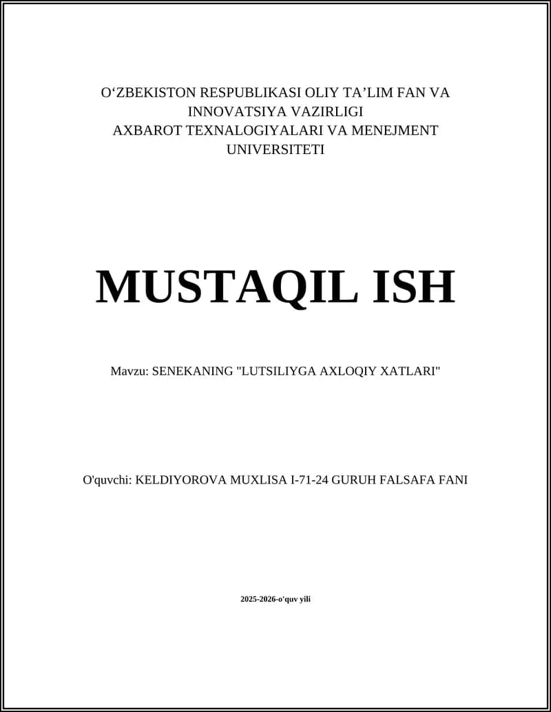 Senekaning "Lutsiliyga axloqiy xatlari"