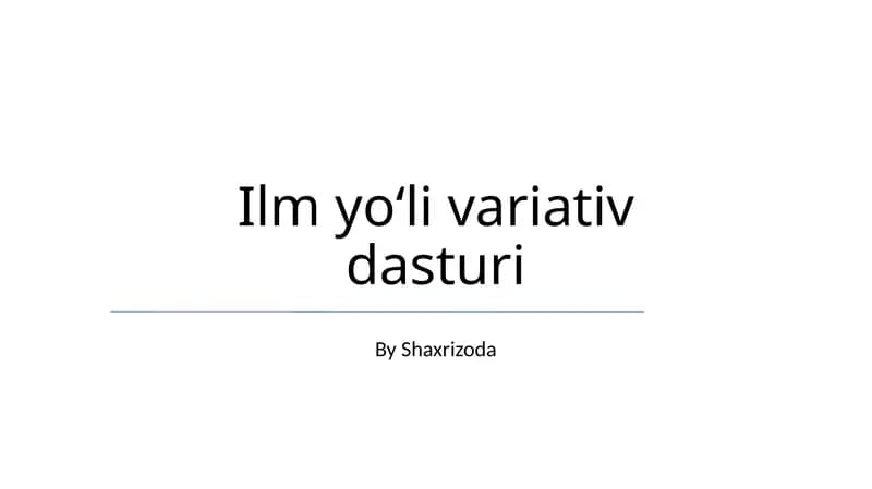 Ilm yoʻli variativ dasturi