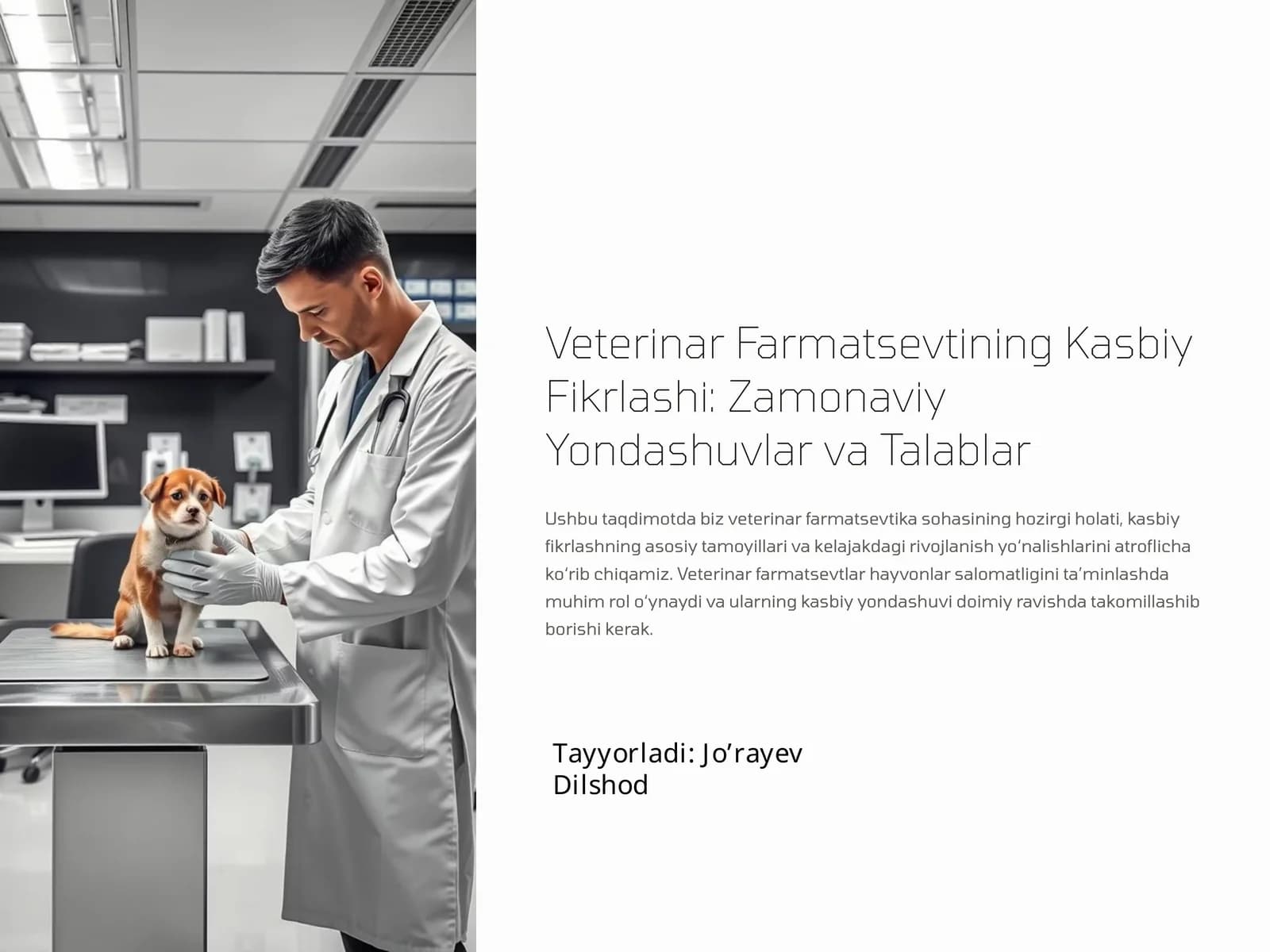 Veterinar Farmatsevtining Kasbiy Fikrlashi: Zamonaviy Yondashuvlar va Talablar