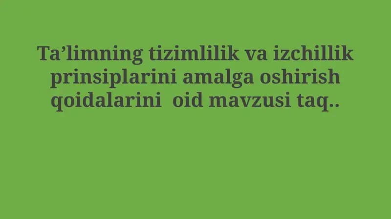 Sistemalilik va Izchillik