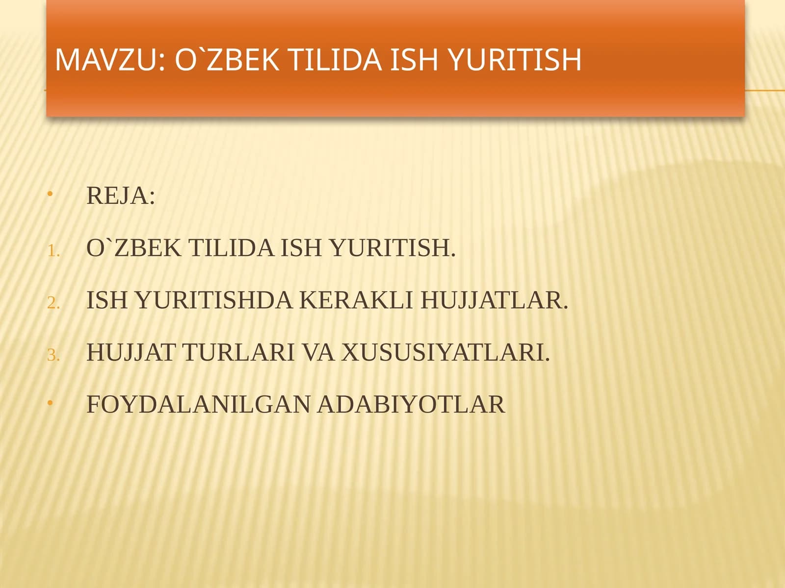 O`zbek tilida ish yuritish