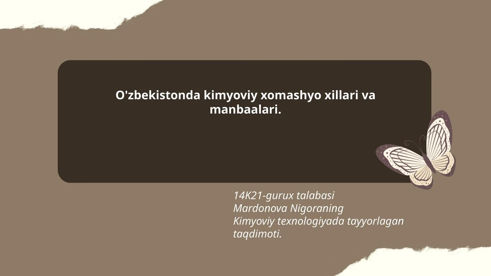 Kimyoviy xomashyo xillari va manbaalari