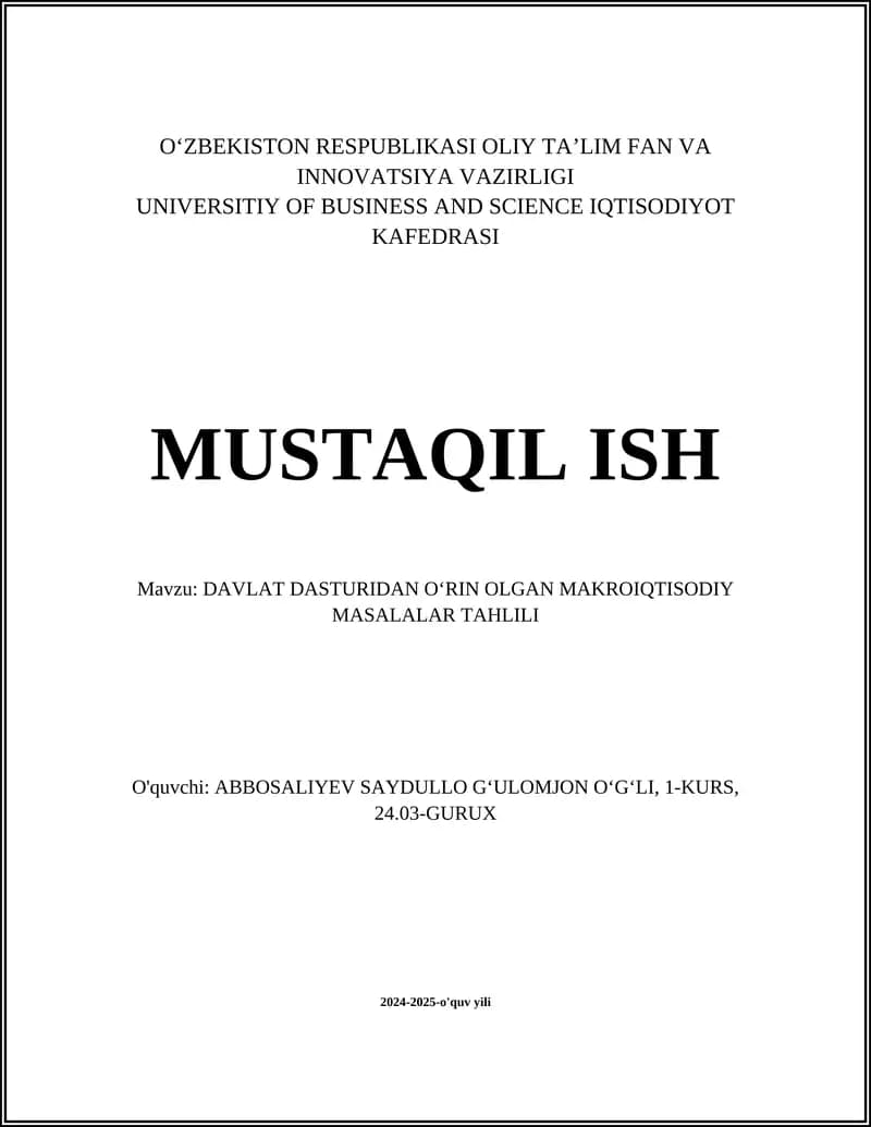 Iqtisodiy oʻsish sur'atlari tahlili
