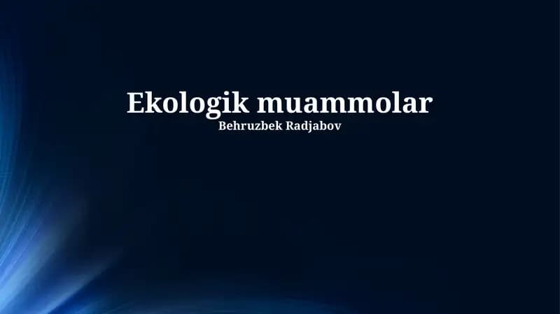Ekologik Muammolar