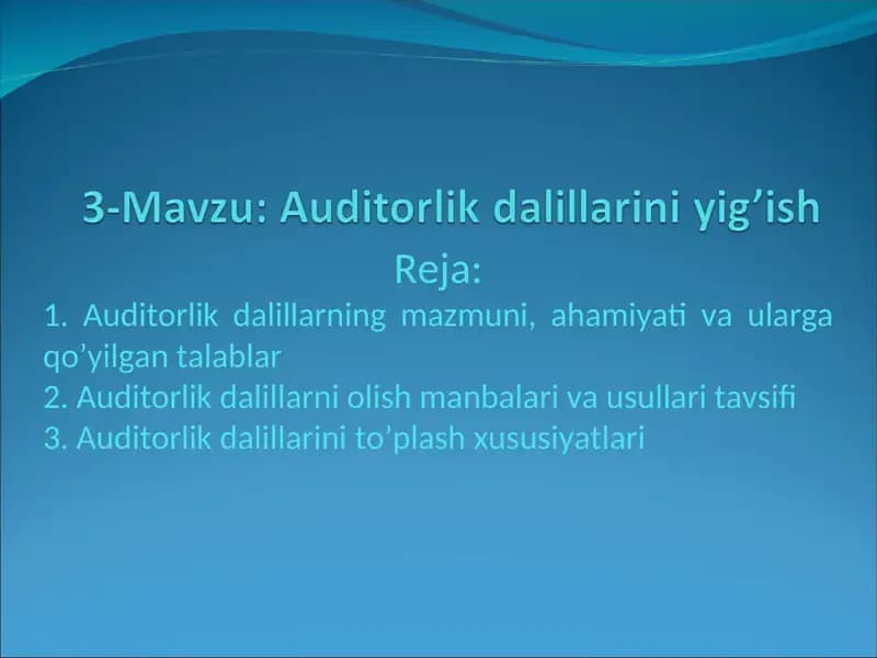Auditorlik dalillarini yigʻish