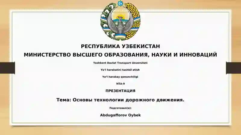 Основы технологии дорожного движения