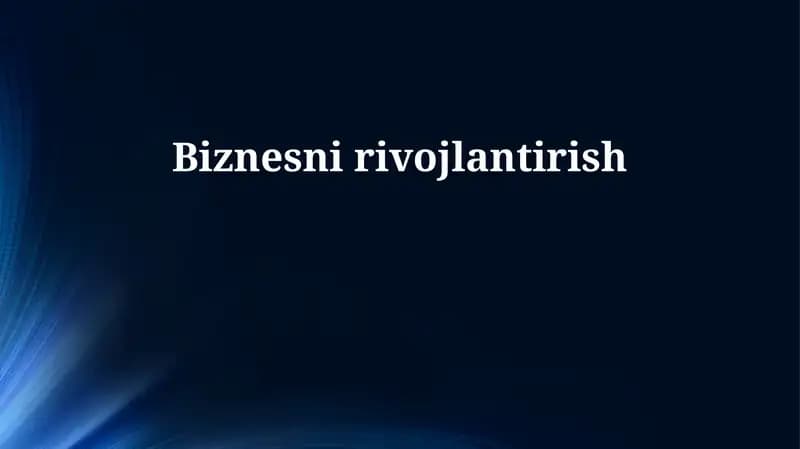 Biznesni rivojlantirish strategiyasi