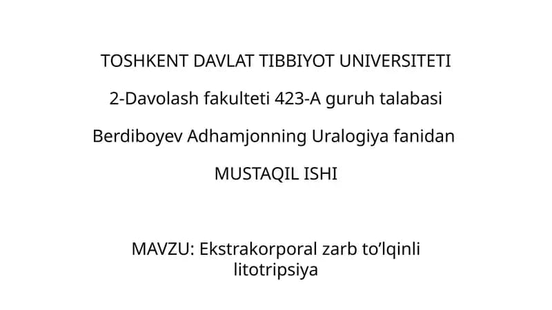 Ekstrakorporal zarb to'lqinlilitotripsiya