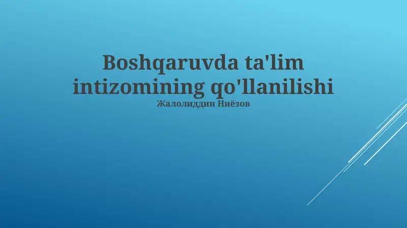 Menajment ta'limi sohasida texnologiyalardan foydalanish