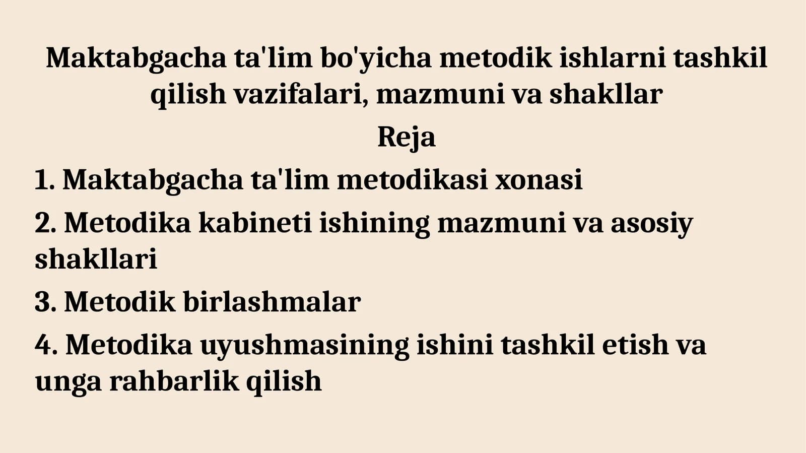 Maktabgacha ta’lim metodikasi xonasi