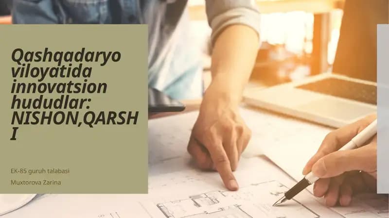 Qashqadaryoviloyatidainnovatsionhududlar:NISHON,QARSHI