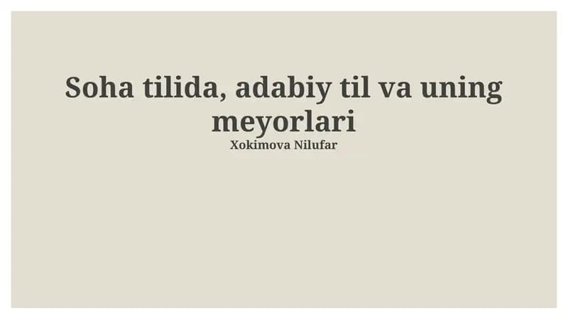 Soha tilida, adabiy til va uning meyorlari