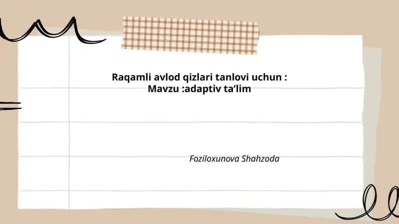 Adaptiv taʼlim: tushunchasi va asosiy tamoyillari