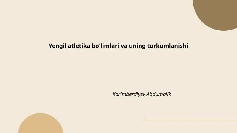 Yengil atletika bo'limlari va uning turkumlanishi