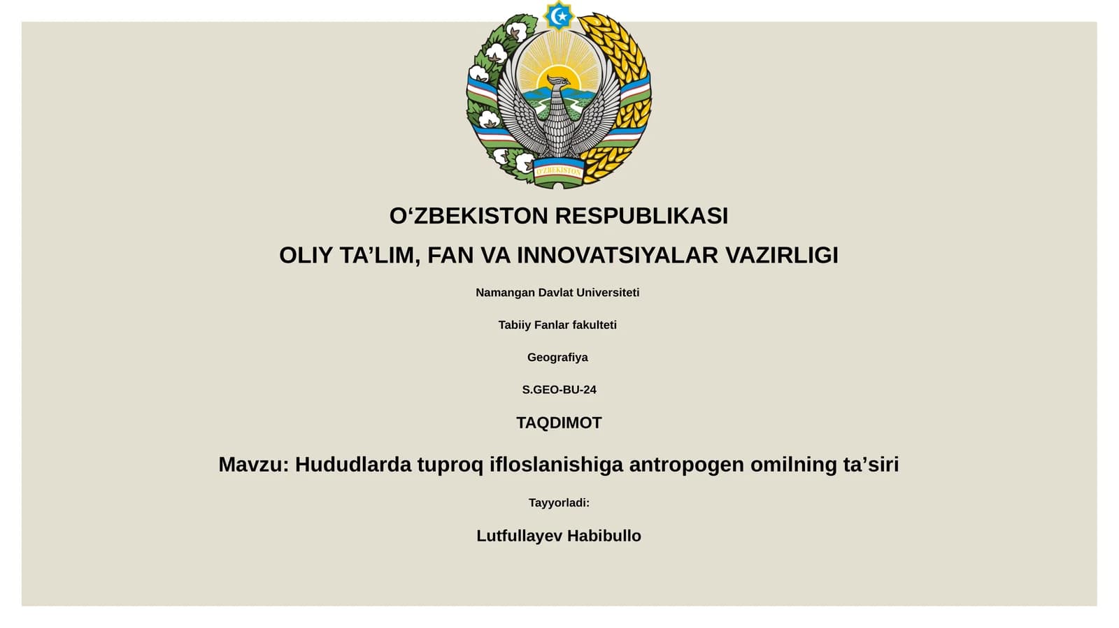 Hududlarda tuproq ifloslanishiga antropogen omilning taʼsiri