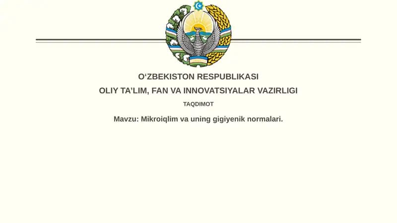 Mikroiqlim va uning gigiyenik normatlari