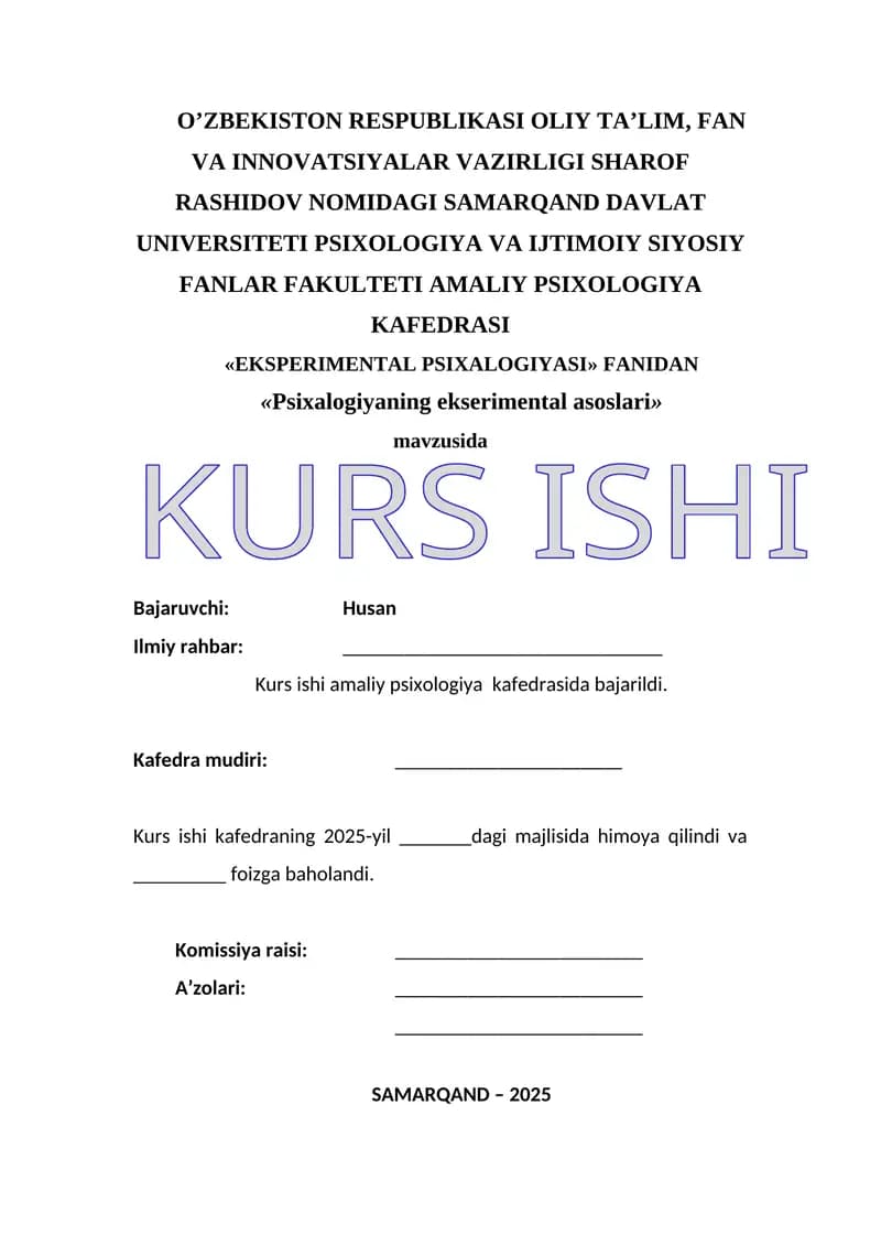 Psixalogiyaning ekserimental asoslari