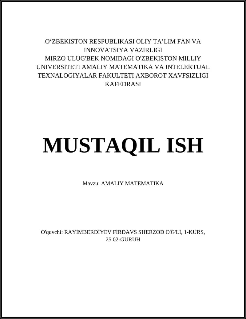 AMALIY MATEMATIKA