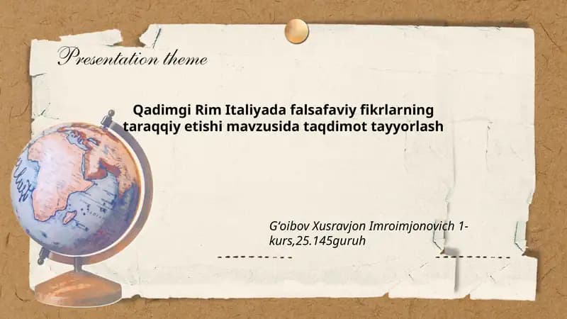 Qadimgi Rim Italiyada falsafaviy fikrlarning taraqqiy etishi mavzusida taqdimot tayyorlash