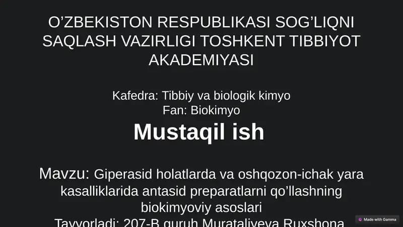 Giperasid holatlarda va oshqozon-ichak yara kasalliklari