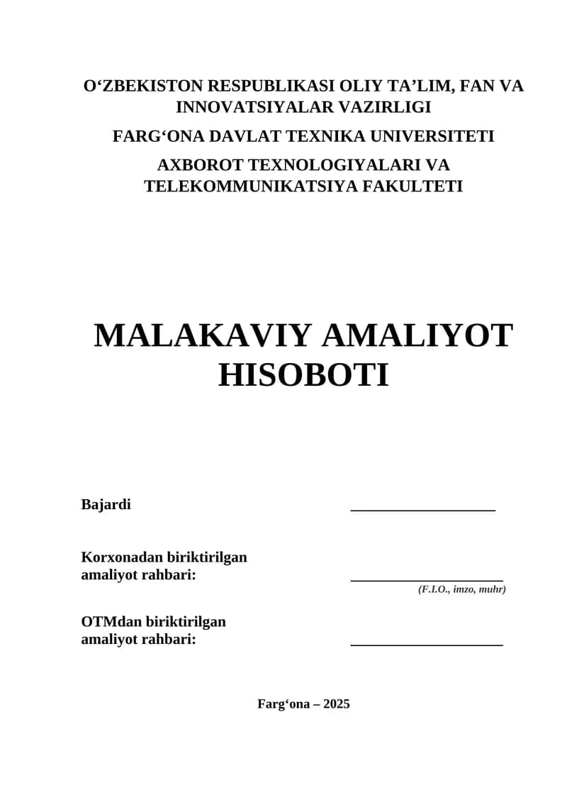 Amaliyot hisobot telekommunikatsiya