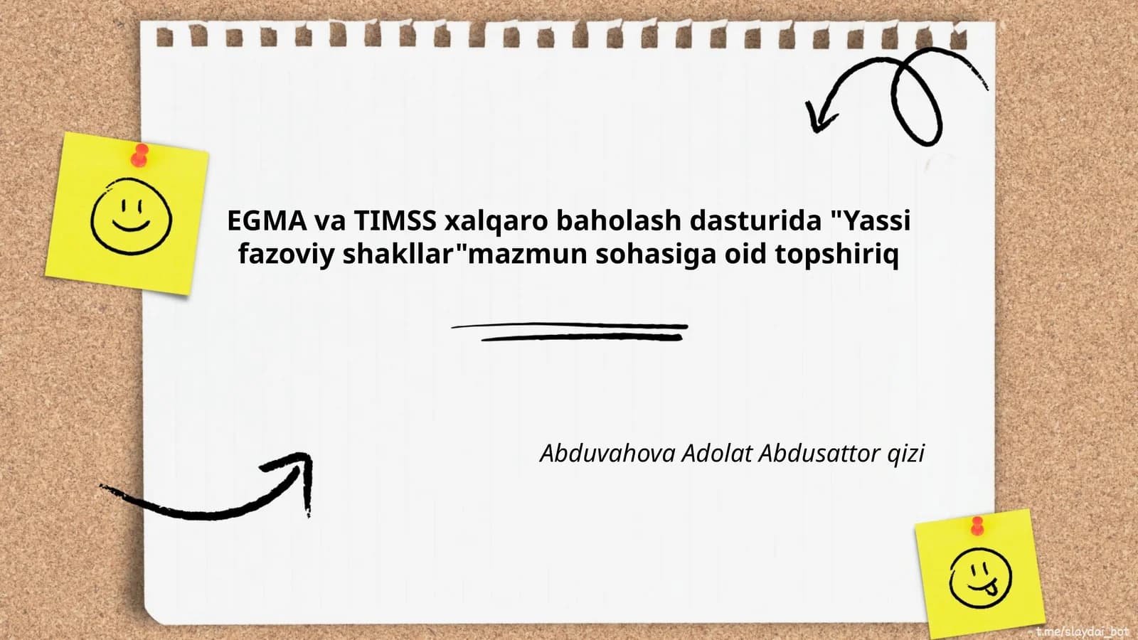"Yassi fazoviy shakllar" topshiriq